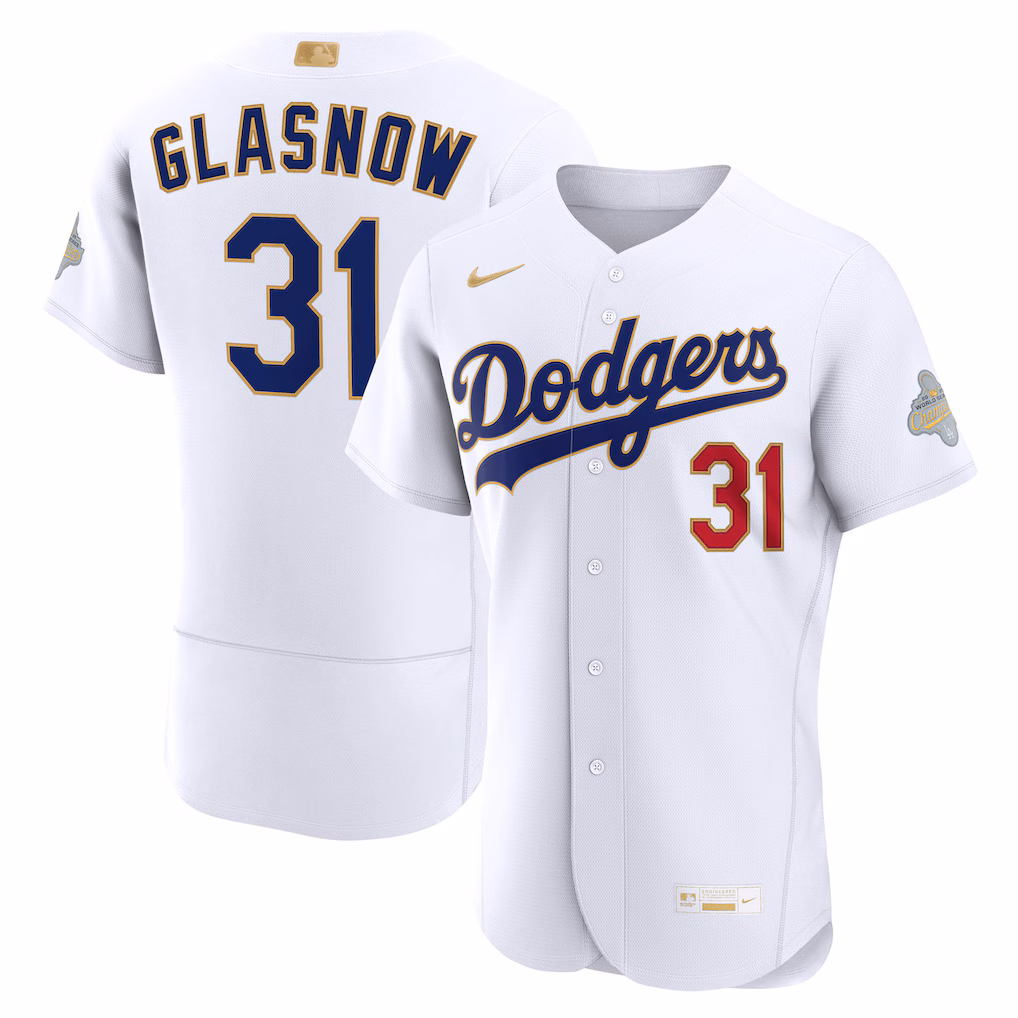Men's Los Angeles Dodgers Tyler Glasnow Nike White 2026 Gold Collection Authentic Jersey