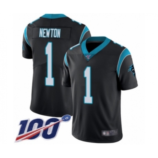 Men's Carolina Panthers #1 Cam Newton Black Team Color Vapor Untouchable Limited Player 100th Season Football Jersey - Ujersey