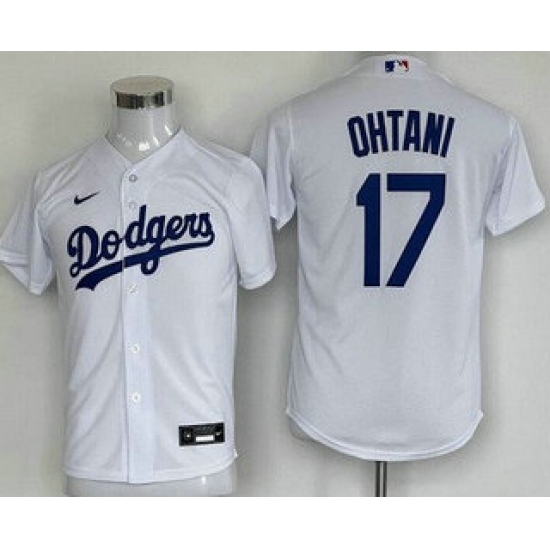 Youth Los Angeles Dodgers #17 Shohei Ohtani White Cool Base Jersey - Ujersey