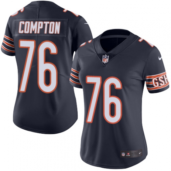 Women's Nike Chicago Bears #76 Tom Compton Navy Blue Team Color Vapor Untouchable Limited Player NFL Jersey - Ujersey