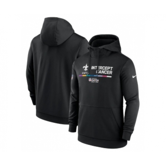 Men's New Orleans Saints 2022 Black Crucial Catch Therma Performance Pullover Hoodie - Ujersey