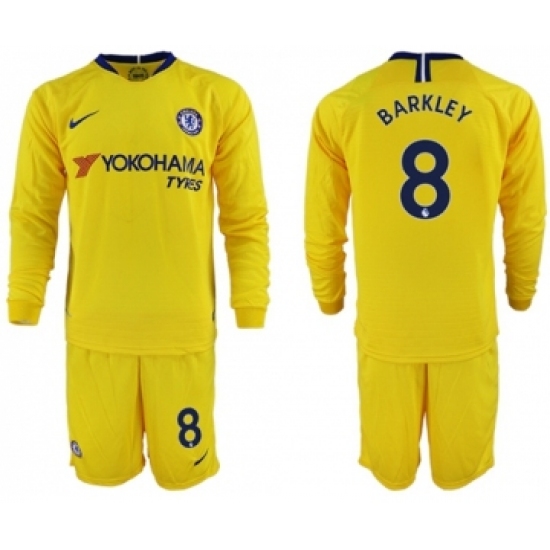 Chelsea #8 Barkley Away Long Sleeves Soccer Club Jersey