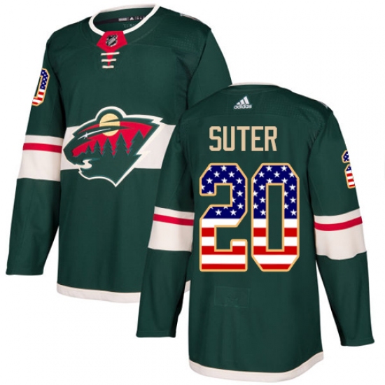Youth Adidas Minnesota Wild #20 Ryan Suter Authentic Green USA Flag Fashion NHL Jersey - Ujersey