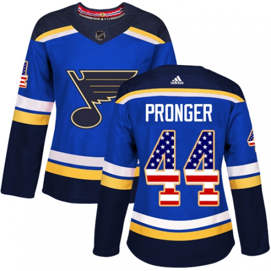 Women's Adidas St. Louis Blues #44 Chris Pronger Authentic Blue USA Flag Fashion NHL Jersey - Ujersey