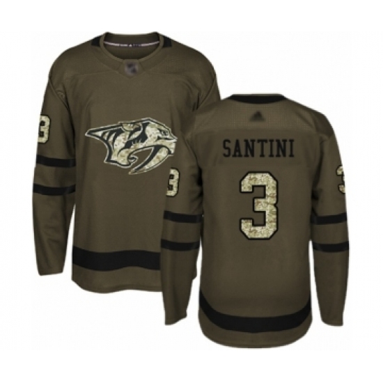 Men's Nashville Predators #3 Steven Santini Authentic Green Salute to Service Hockey Jersey - Ujersey