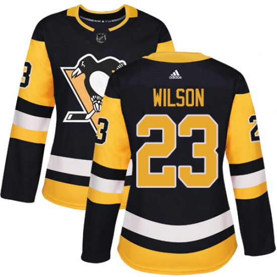 Women's Adidas Pittsburgh Penguins #23 Scott Wilson Authentic Black Home NHL Jersey - Ujersey