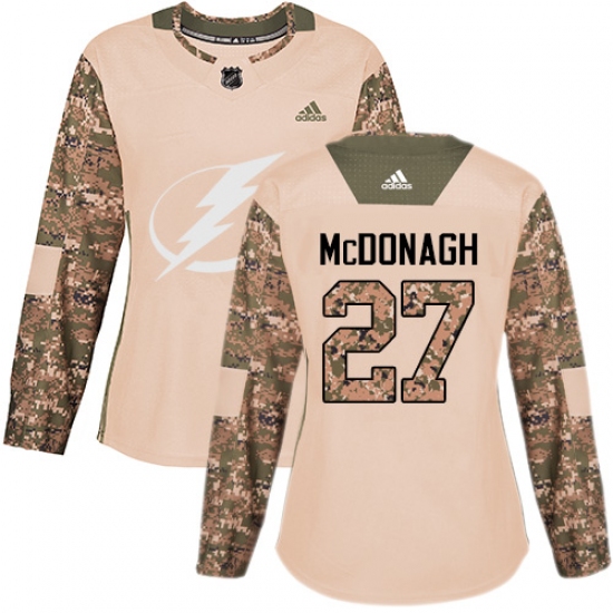 Women's Adidas Tampa Bay Lightning #27 Ryan McDonagh Authentic Camo Veterans Day Practice NHL Jersey - Ujersey
