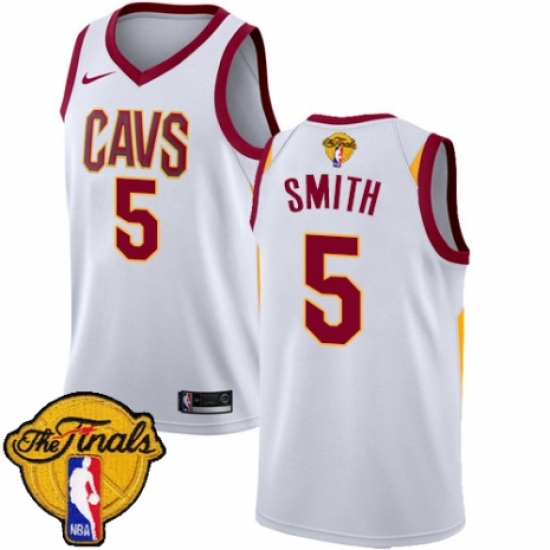 Men's Nike Cleveland Cavaliers #5 J.R. Smith Swingman White 2018 NBA Finals Bound NBA Jersey - Association Edition - Ujersey