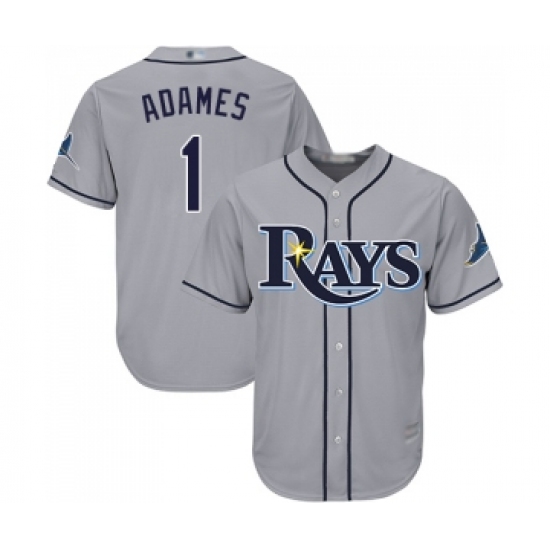 Youth Tampa Bay Rays #1 Willy Adames Replica Grey Road Cool Base Baseball Jersey - Ujersey