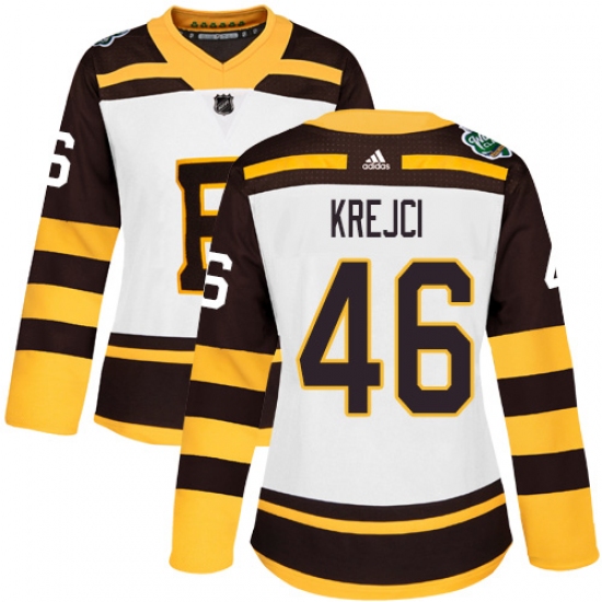 Women's Adidas Boston Bruins #46 David Krejci Authentic White 2019 Winter Classic NHL Jersey - Ujersey