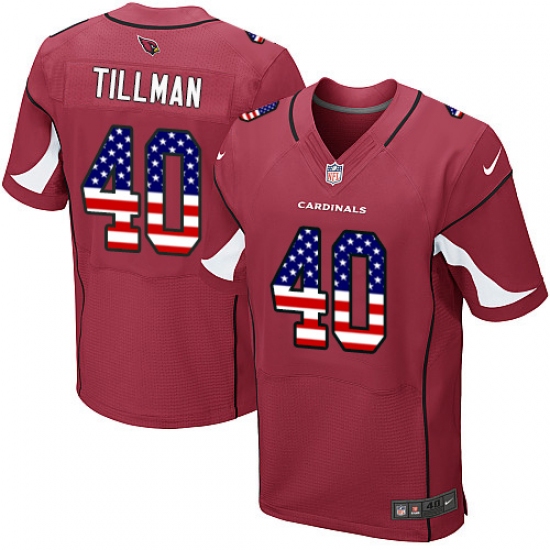 Men's Nike Arizona Cardinals #40 Pat Tillman Elite Red Home USA Flag Fashion NFL Jersey - ujerseystore