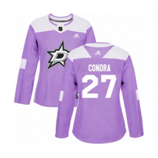 Women's Adidas Dallas Stars #27 Erik Condra Authentic Purple Fights Cancer Practice NHL Jersey - Ujersey
