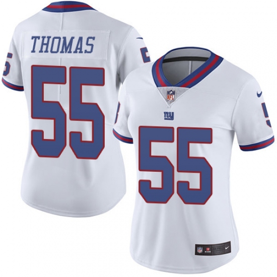 Women's Nike New York Giants #55 J.T. Thomas Limited White Rush Vapor Untouchable NFL Jersey - Ujersey