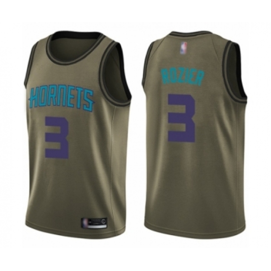Youth Charlotte Hornets #3 Terry Rozier Swingman Green Salute to Service Basketball Jersey - Ujersey