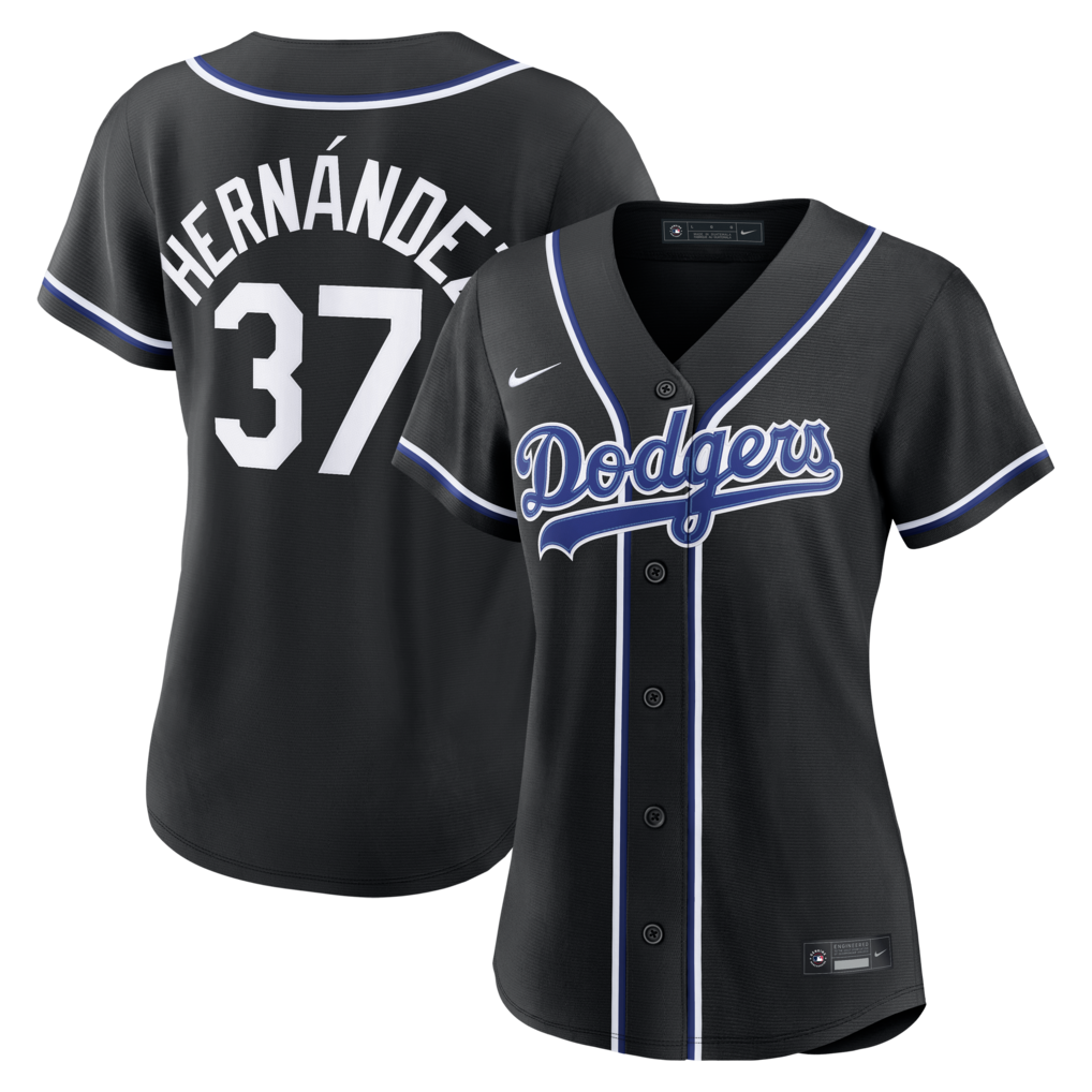 Women's Los Angeles Dodgers Teoscar Hernández Nike Fashion Black Out Replica Jersey - Ujersey