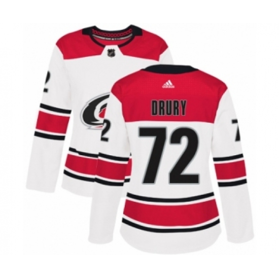 Women's Adidas Carolina Hurricanes #72 Jack Drury Authentic White Away NHL Jersey - Ujersey