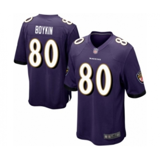 Men's Baltimore Ravens #80 Miles Boykin Game Purple Team Color Football Jersey - Ujersey
