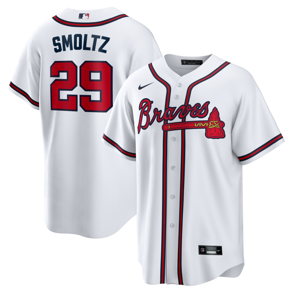 Men's Atlanta Braves John Smoltz Nike White Home Retired Player Replica Jersey - Ujersey
