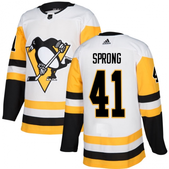Men's Adidas Pittsburgh Penguins #41 Daniel Sprong Authentic White Away NHL Jersey - Ujersey