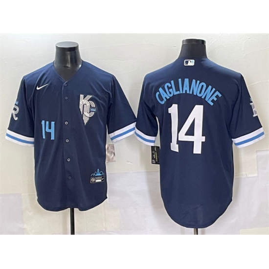 Men's Kansas City Royals #14 Jac Caglianone Navy City Connect Stitched Baseball Jersey - Ujersey