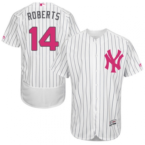 Men's Majestic New York Yankees #14 Brian Roberts Authentic White 2016 Mother's Day Fashion Flex Base MLB Jersey - Ujersey