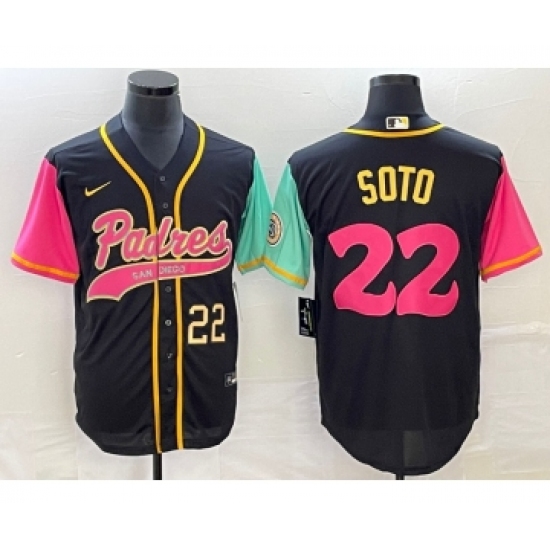 Men's San Diego Padres #22 Juan Soto Number Black NEW 2023 City Connect Cool Base Stitched Jersey