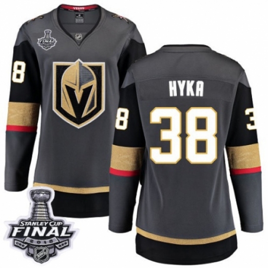 Women's Vegas Golden Knights #38 Tomas Hyka Authentic Black Home Fanatics Branded Breakaway 2018 Stanley Cup Final NHL Jersey - Ujersey