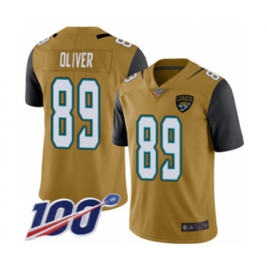 Men's Jacksonville Jaguars #89 Josh Oliver Limited Gold Rush Vapor Untouchable 100th Season Football Jersey - Ujersey