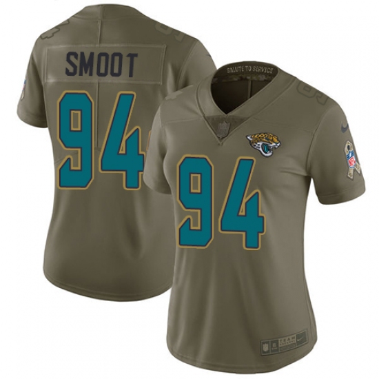 Women's Nike Jacksonville Jaguars #94 Dawuane Smoot Limited Olive 2017 Salute to Service NFL Jersey - Ujersey