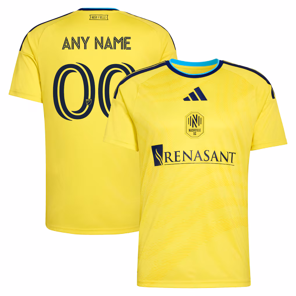 Men's Nashville SC adidas Yellow 2026 The Reverb Kit Replica Custom Jersey - ujerseystore