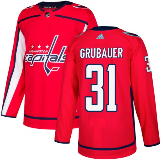 Men's Adidas Washington Capitals #31 Philipp Grubauer Premier Red Home NHL Jersey - Ujersey