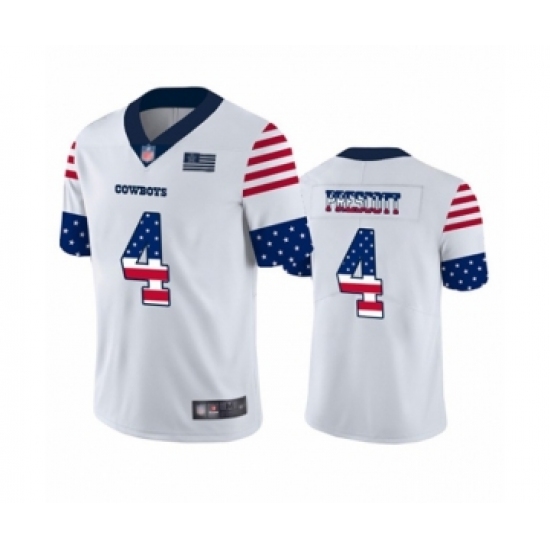Men's Dallas Cowboys #4 Dak Prescott White Independence Day Limited Football Jersey - Ujersey