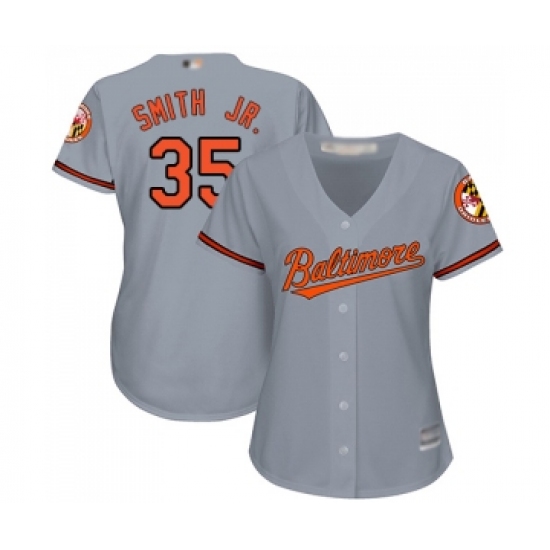 Women's Baltimore Orioles #35 Dwight Smith Jr. Replica Grey Road Cool Base Baseball Jersey - Ujersey
