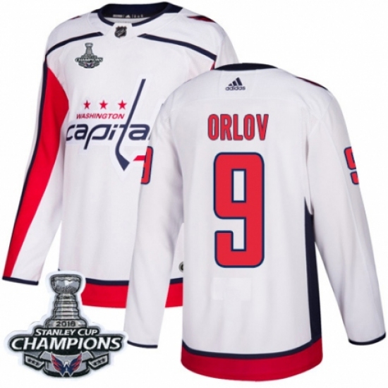 Youth Adidas Washington Capitals #9 Dmitry Orlov Authentic White Away 2018 Stanley Cup Final Champions NHL Jersey - Ujersey