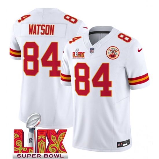 Men's Kansas City Chiefs #84 Justin Watson White 2025 Super Bowl LIX F.U.S.E. Vapor Limited Stitched Football Jersey - Ujersey