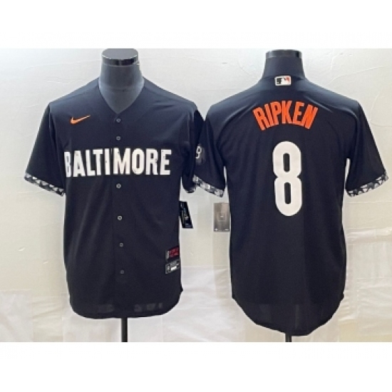 Men's Baltimore Orioles #8 Cal Ripken Jr Black 2023 City Connect Cool Base Stitched Jersey - Ujersey