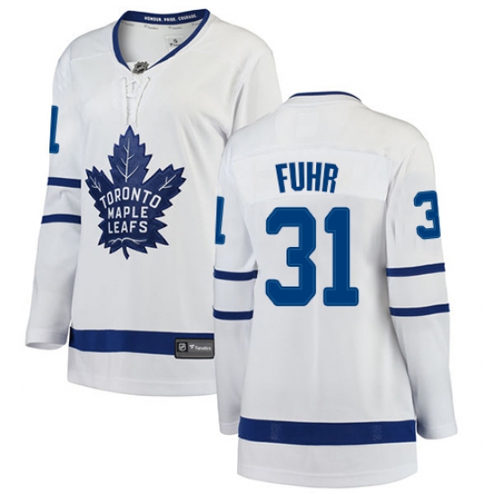 Women's Toronto Maple Leafs #31 Grant Fuhr Authentic White Away Fanatics Branded Breakaway NHL Jersey - Ujersey
