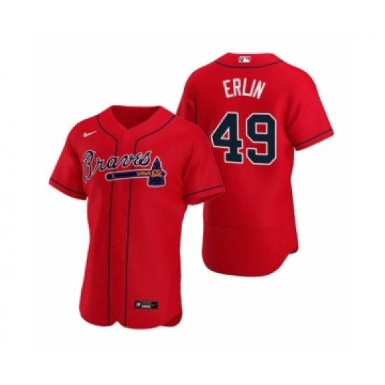 Men's Atlanta Braves #49 Robbie Erlin Nike Red Authentic Alternate Jersey - Ujersey