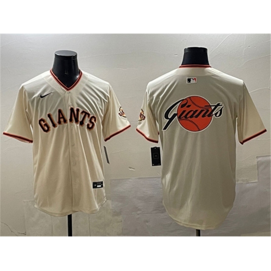 Men's San Francisco Giants Cream Team Big Logo Limited Stitched Baseball Jersey - Ujersey