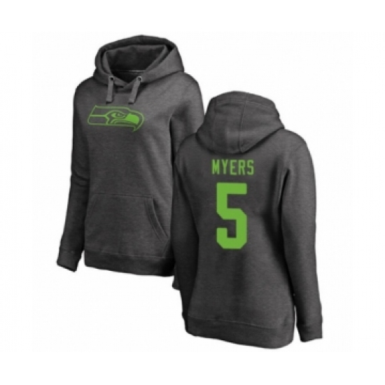 Football Women's Seattle Seahawks #5 Jason Myers Ash One Color Pullover Hoodie - Ujersey