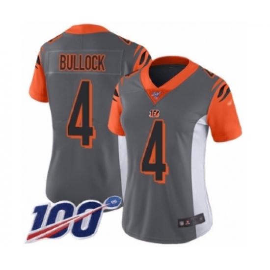 Women's Cincinnati Bengals #4 Randy Bullock Limited Silver Inverted Legend 100th Season Football Jersey - Ujersey