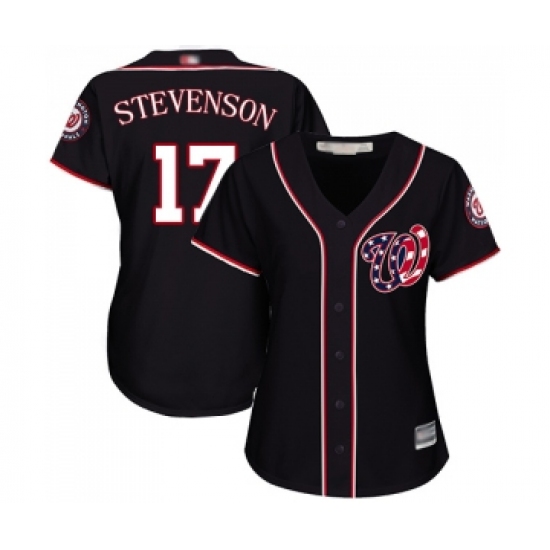 Women's Washington Nationals #17 Andrew Stevenson Replica Navy Blue Alternate 2 Cool Base Baseball Jersey - Ujersey