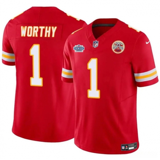 Men’s Kansas City Chiefs #1 Xavier Worthy Red F.U.S.E With Draft Vapor Untouchable Limited Stitched Football Jersey - Ujersey