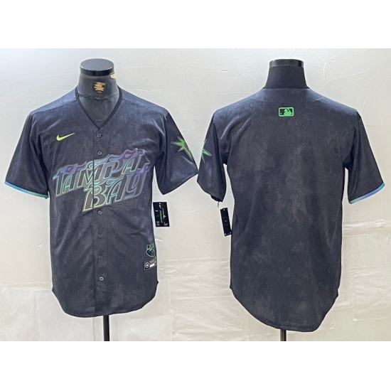Men's Tampa Bay Rays Blank Charcoal 2024 City Connect Limited Stitched Jersey - Ujersey