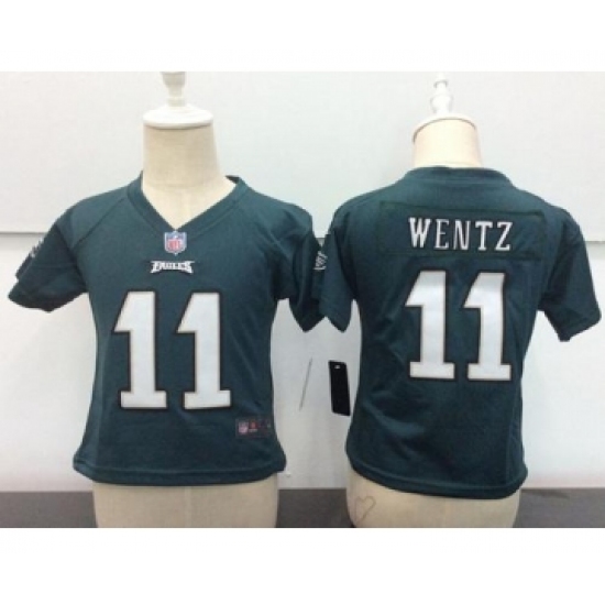 Toddler Philadelphia Eagles #11 Carson Wentz Green Team Color Stitched NFL Nike Game Jersey - Ujersey