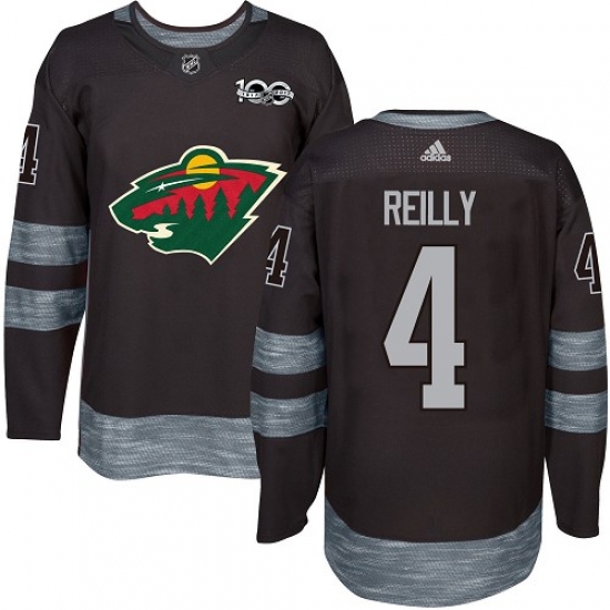 Men's Adidas Minnesota Wild #4 Mike Reilly Premier Black 1917-2017 100th Anniversary NHL Jersey - Ujersey