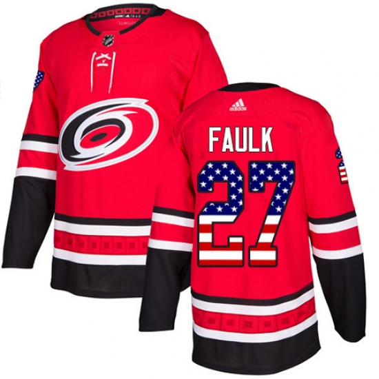 Men's Adidas Carolina Hurricanes #27 Justin Faulk Authentic Red USA Flag Fashion NHL Jersey - Ujersey