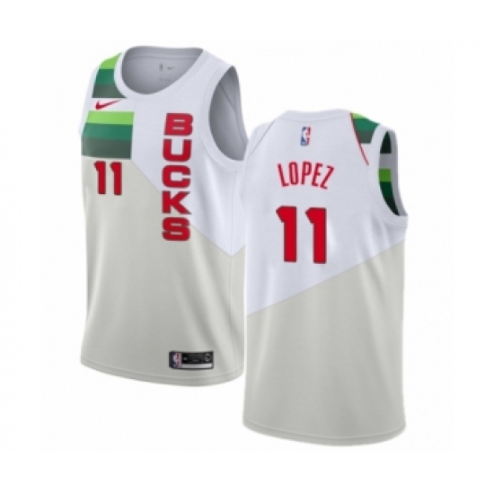 Women's Nike Milwaukee Bucks #11 Brook Lopez White Swingman Jersey - Earned Edition - Ujersey