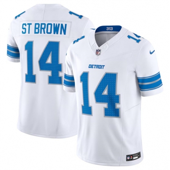 Youth Detroit Lions #14 Amon Ra St Brown White 2024 F U S E Vapor Limited Stitched Jersey - Ujersey