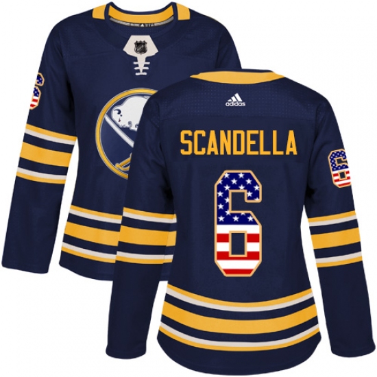 Women's Adidas Buffalo Sabres #6 Marco Scandella Authentic Navy Blue USA Flag Fashion NHL Jersey - Ujersey